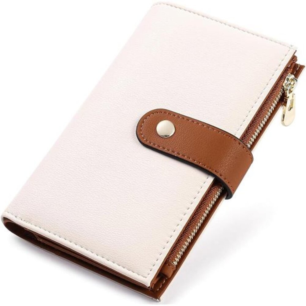 Trifold Clutch Credit Card Holder Travel Purse Womens RFID Wallet Leather